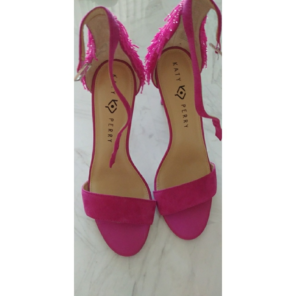 Katy Perry fuchsia high heels with beads